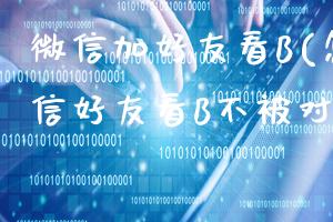 微信加好友看B(怎样加微信好友看B不被对方发现)